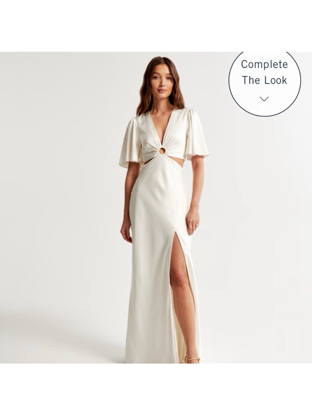 Abercrombie & Fitch Ivory Cutout Gown with Ring Detail